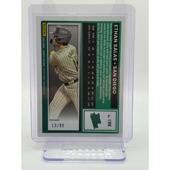 2025 Donruss Optic Ethan Salas Rated Prospect Red Prizm 13/99 SP San Diego Padre - Picture 2 of 2